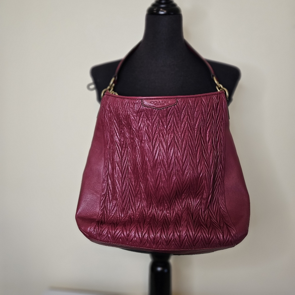 Coach Burgundy Twisted Leather Hobo Shoulder Bag or Crossbody Bag EUC